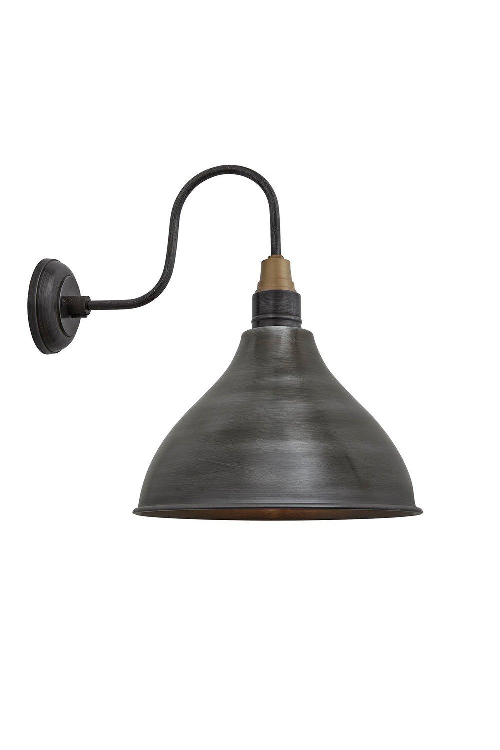 Swan Neck Cone Wall Light, 12 Inch, Pewter, Pewter Holder